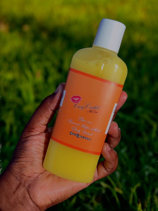 “Bac-Nee” Kojic Acid and Turmeric Body Wash with Jojoba oil and Aloe Vera for clearer skin.